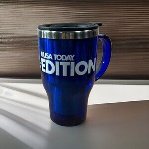 USA Today e Edition Stainless steel Coffee Mug 16Oz Blue w/ Black slide lock Lid